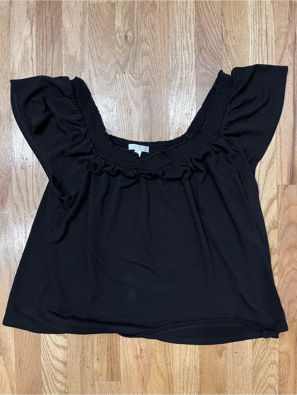 XL Black Off-the-shoulder neckline or square neck LC Lauren Conrad top